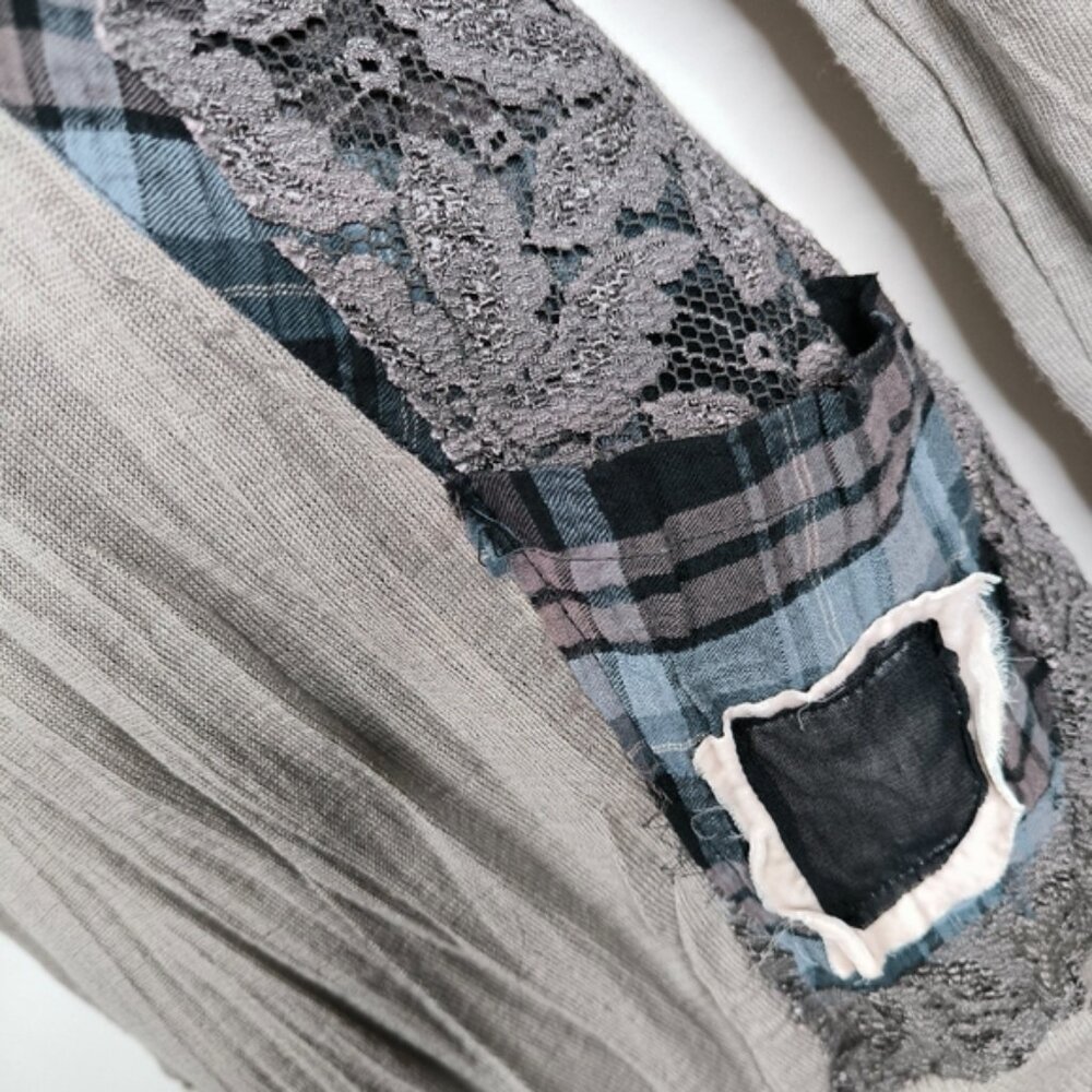 Luxuria Y2K Dark Academia Punk Lagenlook Patchwork Boho Wool Sweater Dress S - Picture 4 of 10